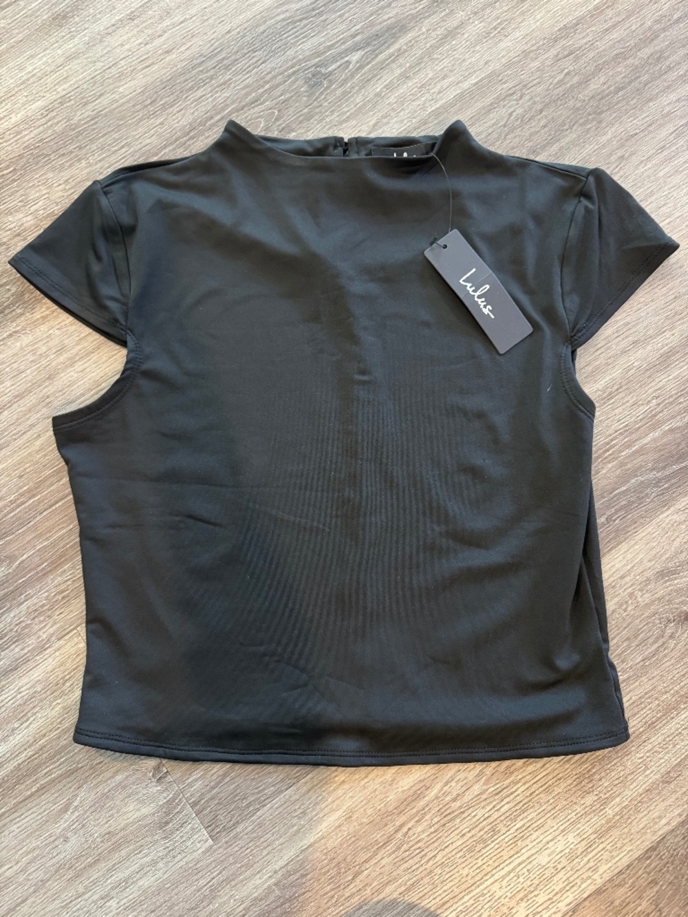 Lulus Black Mock Neck Cap Sleeve Top